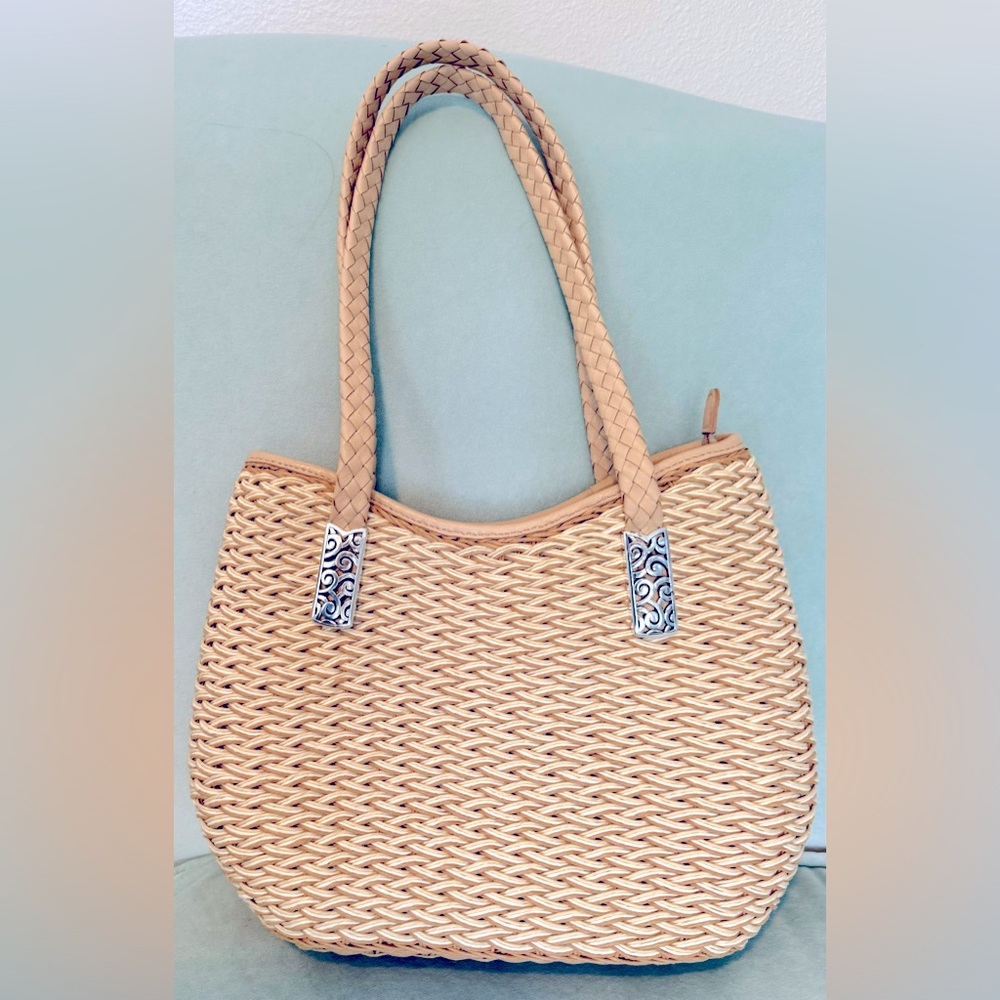 Fantastic Brighton, beige straw bucket bag, like new